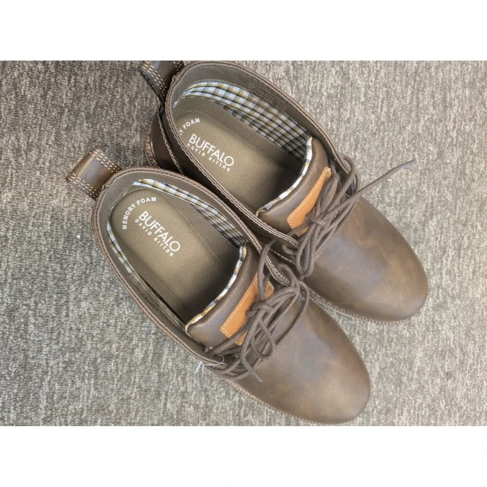 NEW Buffalo Metcalf Chukka Boots Men's 11 Brown Memory Foam Faux Leather